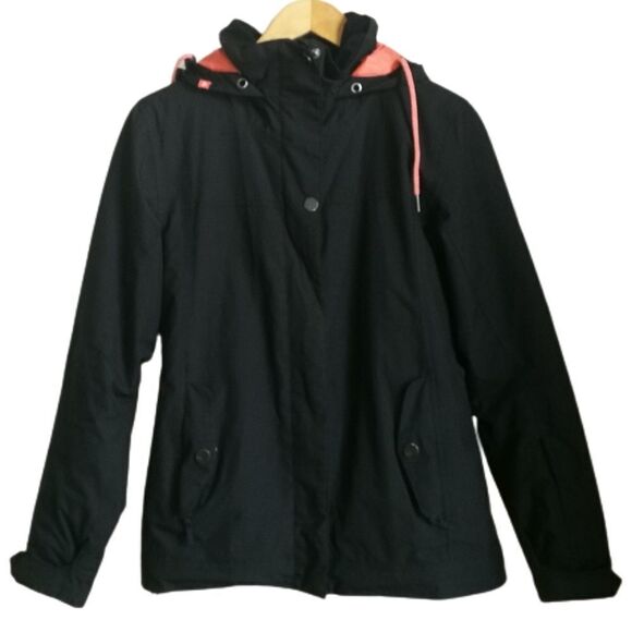 Roxy Dryfligth Waterproof Black Short Hooded Snowsuit Jacket Size Small - Picture 1 of 16